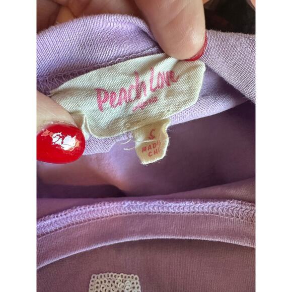 Peach Love Women's Small Lavender Haze Oversized Sparkle Short Sleeve Tee - Picture 6 of 8